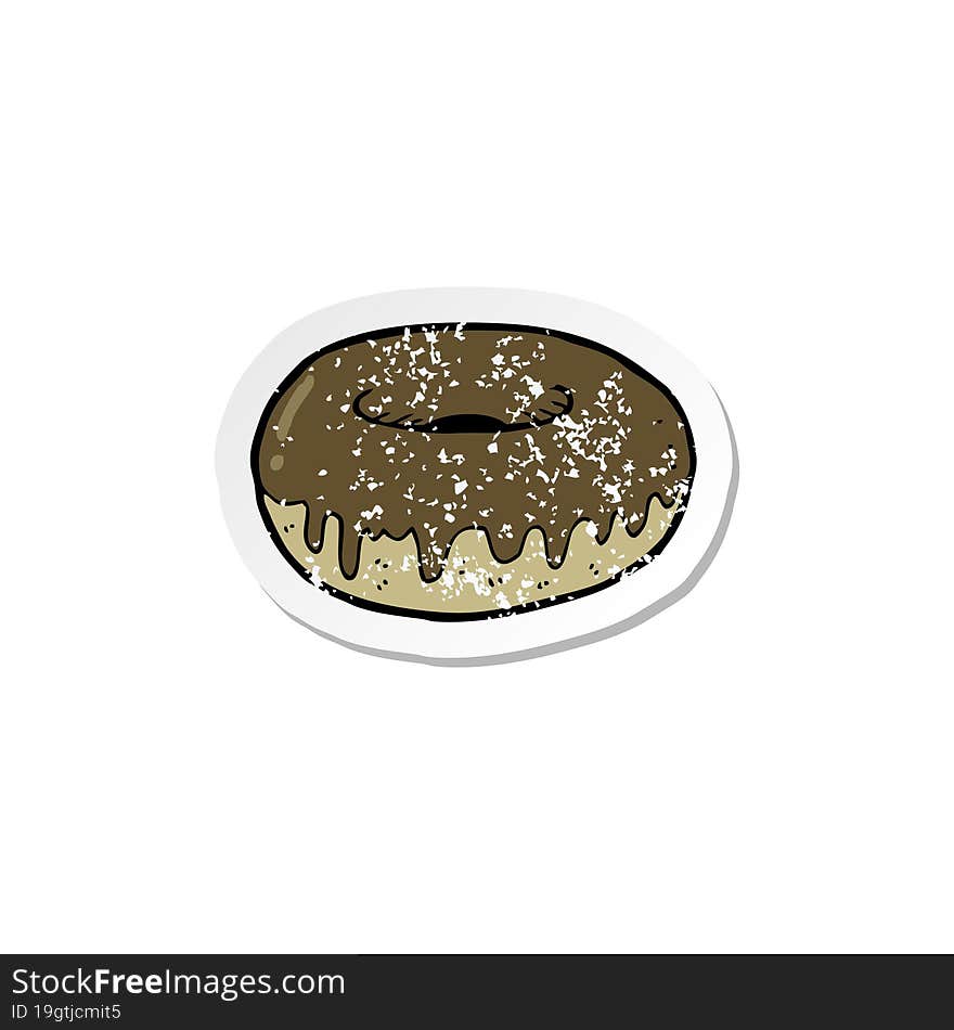 retro distressed sticker of a cartoon donut