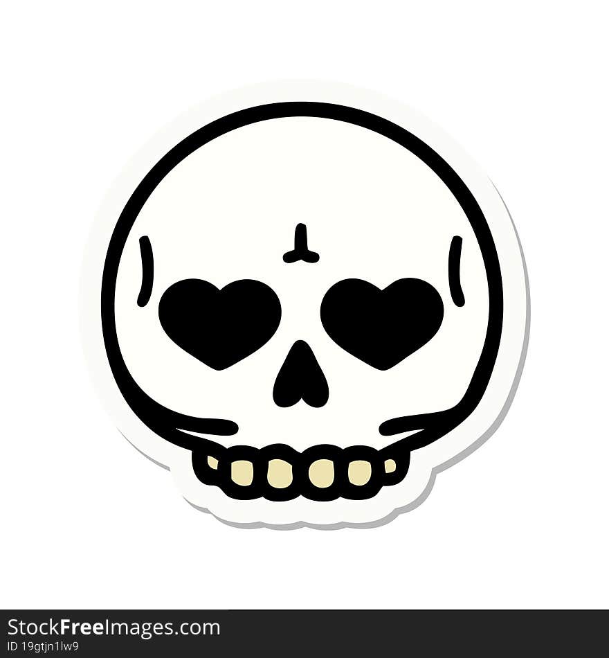 tattoo style sticker of a skull