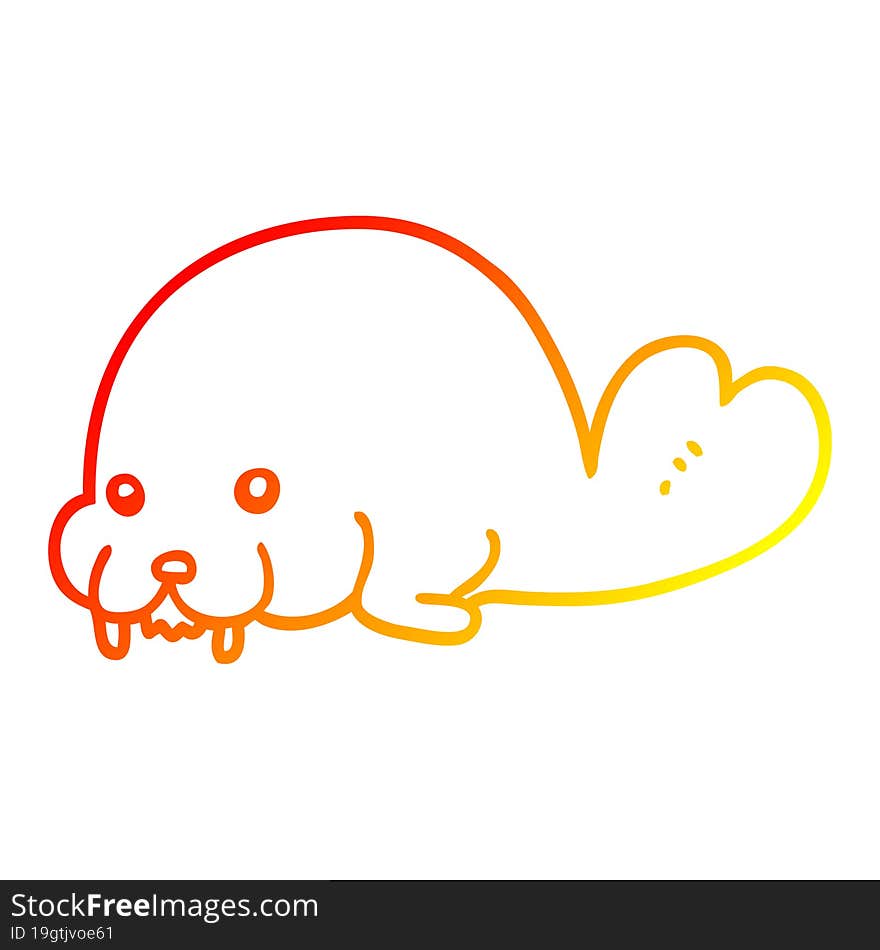 warm gradient line drawing cute cartoon walrus