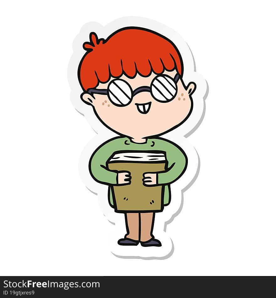 sticker of a cartoon boy wearing spectacles