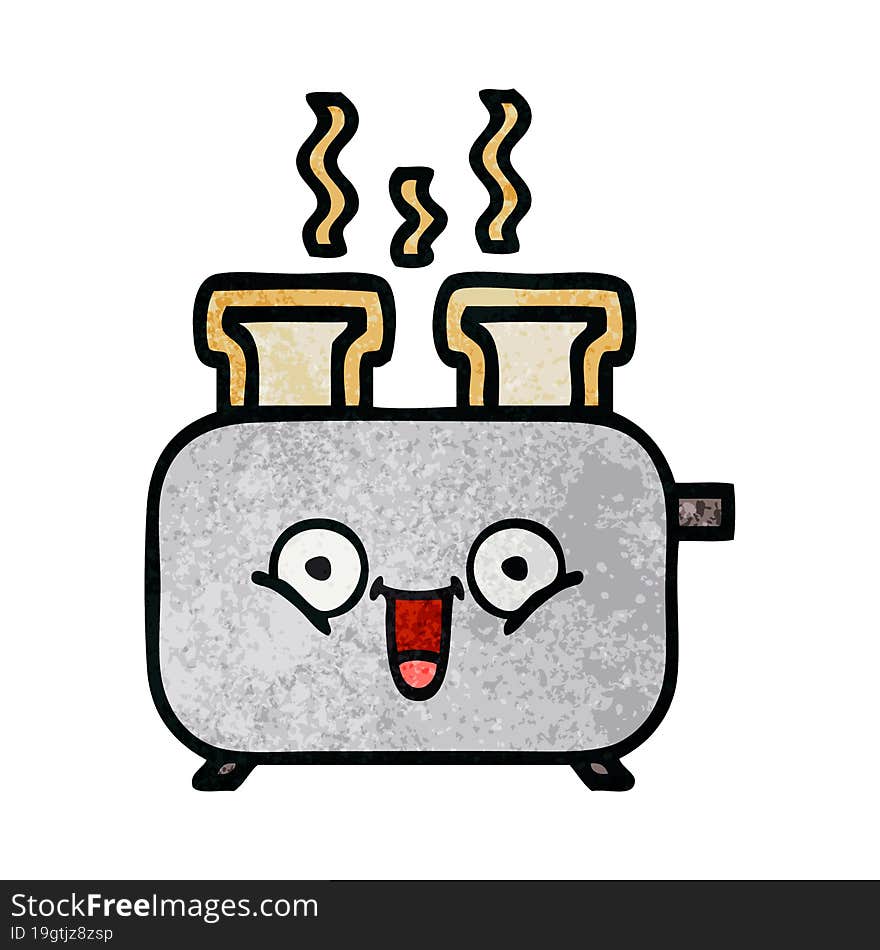 retro grunge texture cartoon of a toaster