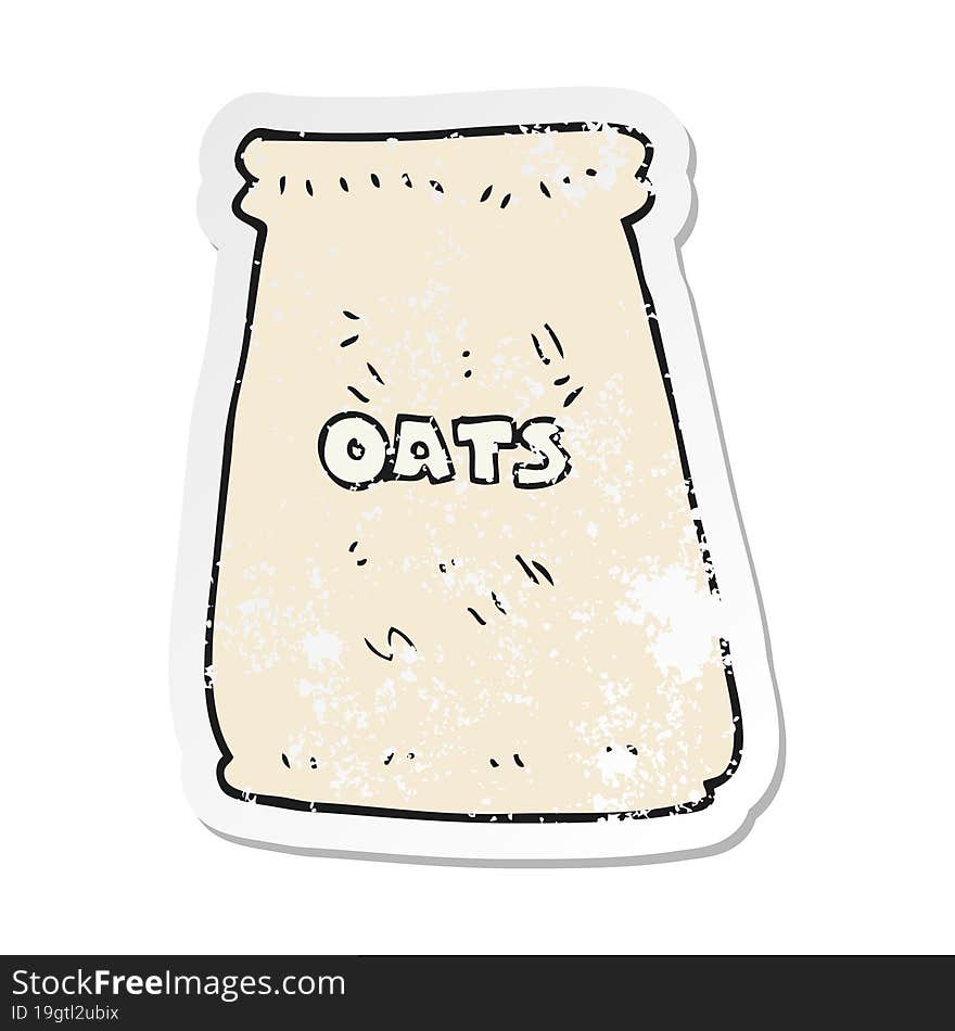 retro distressed sticker of a cartoon bag of oats