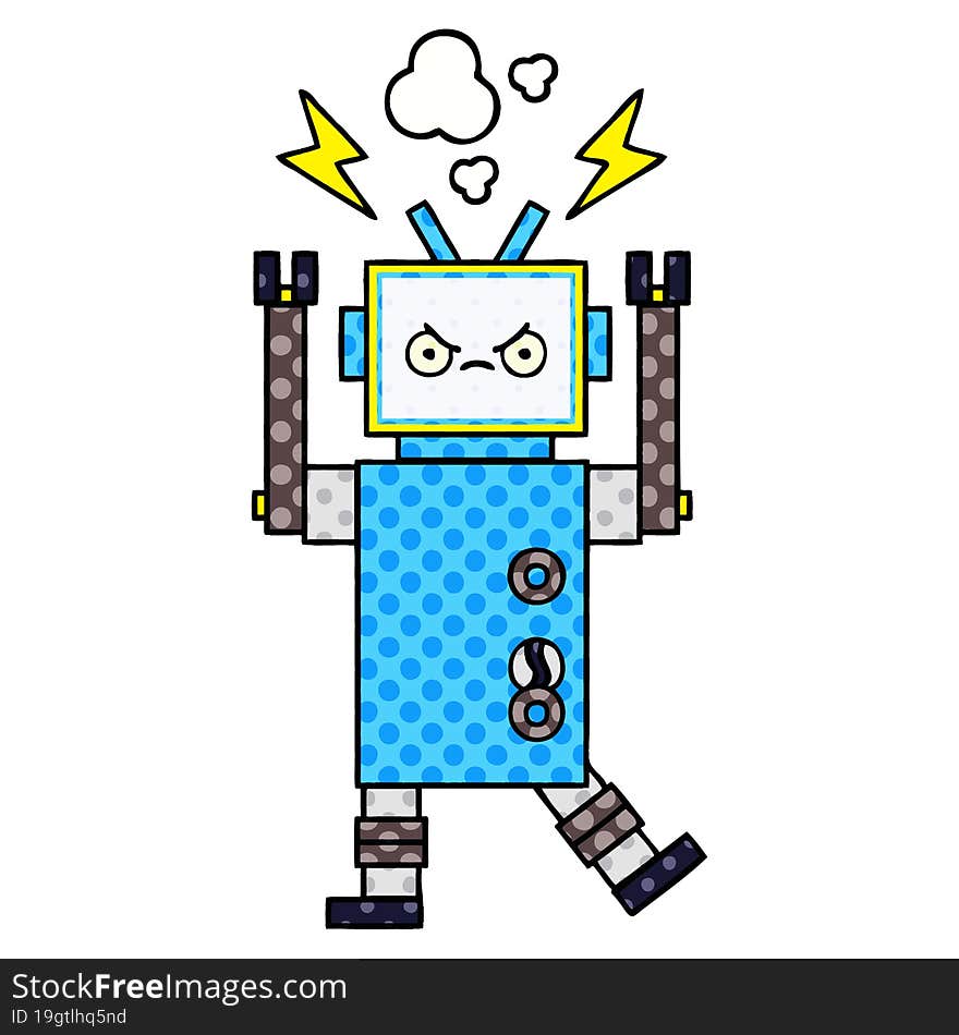 Comic Book Style Cartoon Robot