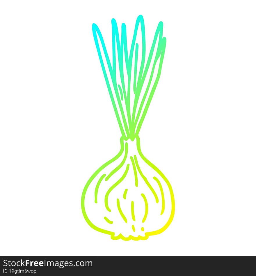 cold gradient line drawing of a cartoon sprouting onion