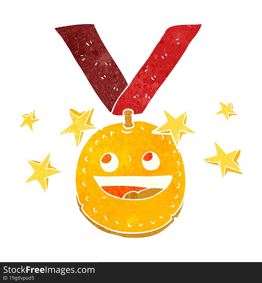 Retro Cartoon Happy Sports Medal