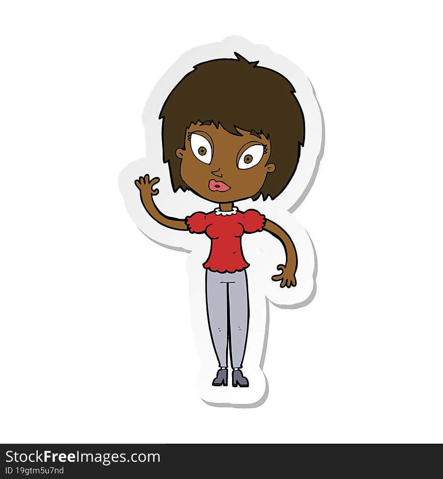 sticker of a cartoon pretty girl