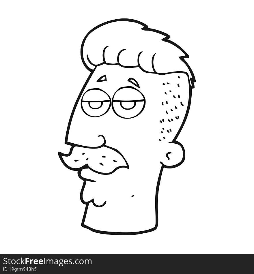 Black And White Cartoon Man With Hipster Hair Cut