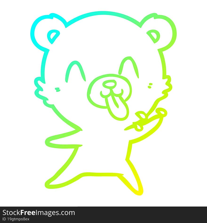 Cold Gradient Line Drawing Rude Cartoon Bear