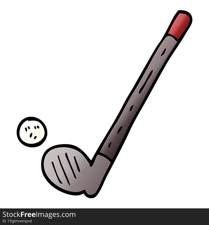 cartoon doodle golf club and ball