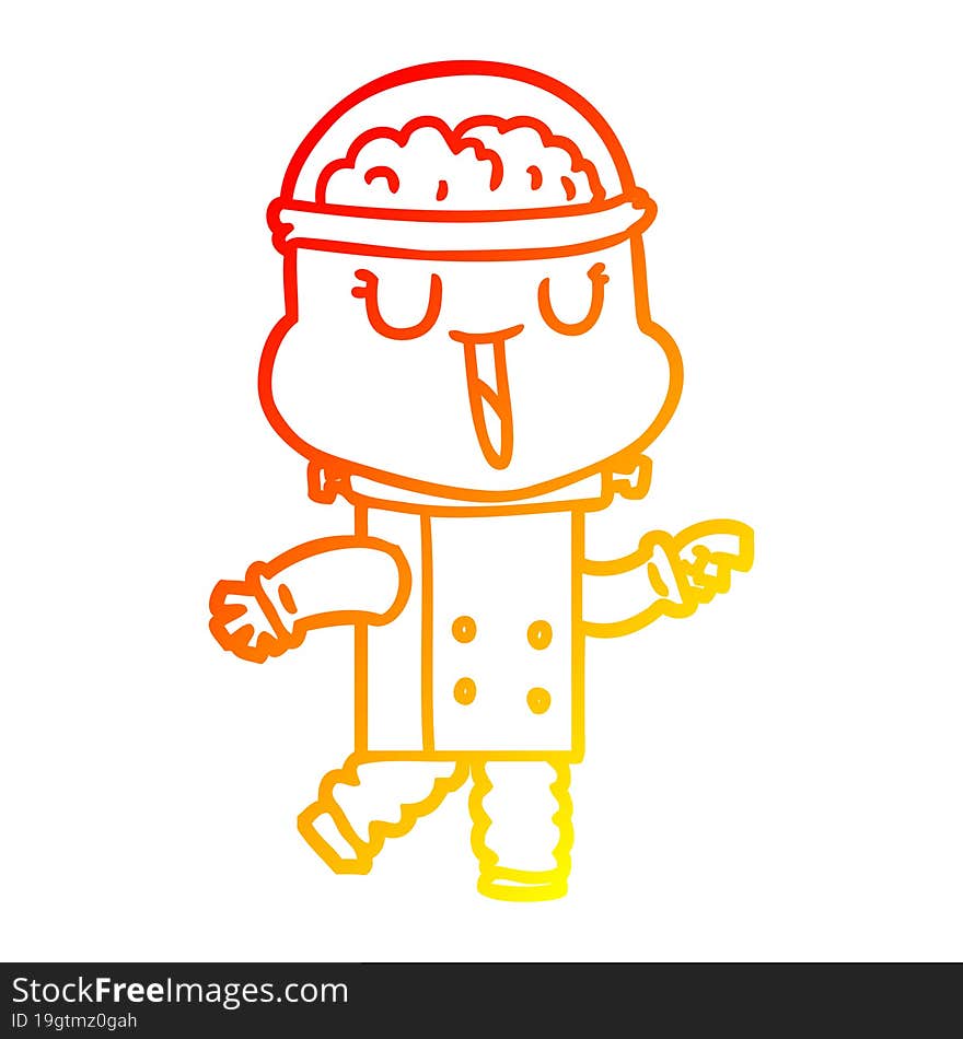 warm gradient line drawing happy cartoon robot