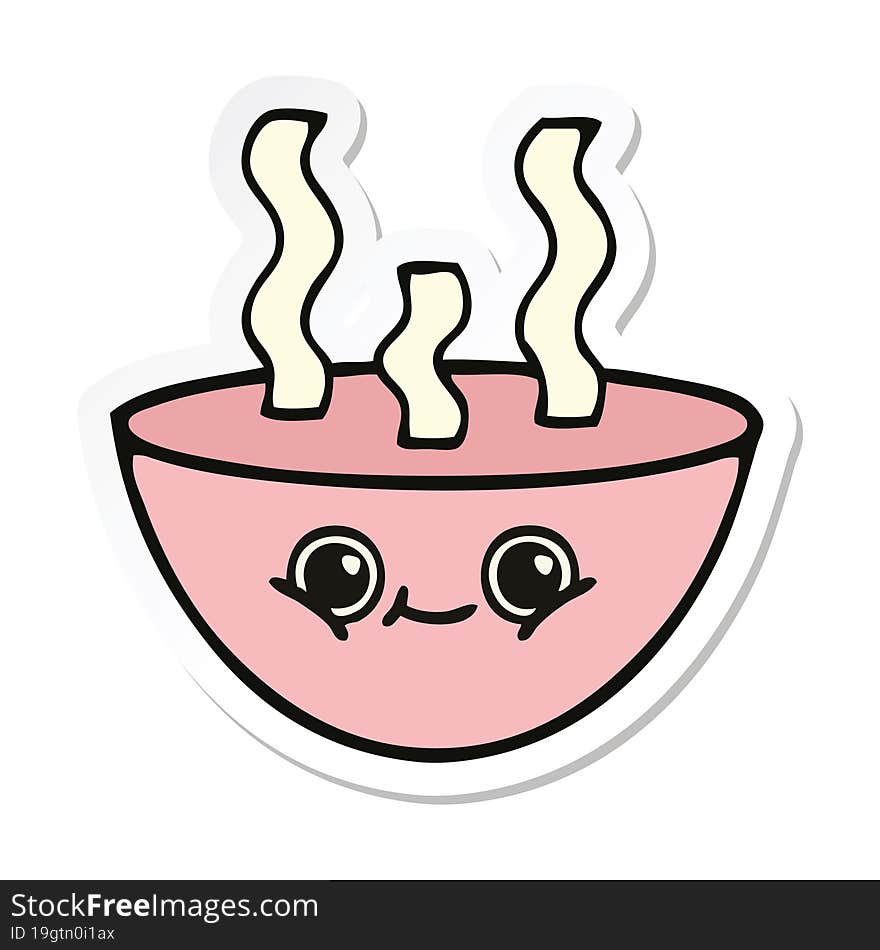 Sticker Of A Cute Cartoon Bowl Of Hot Soup