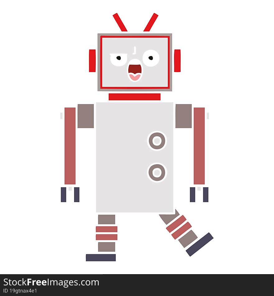 Flat Color Retro Cartoon Robot