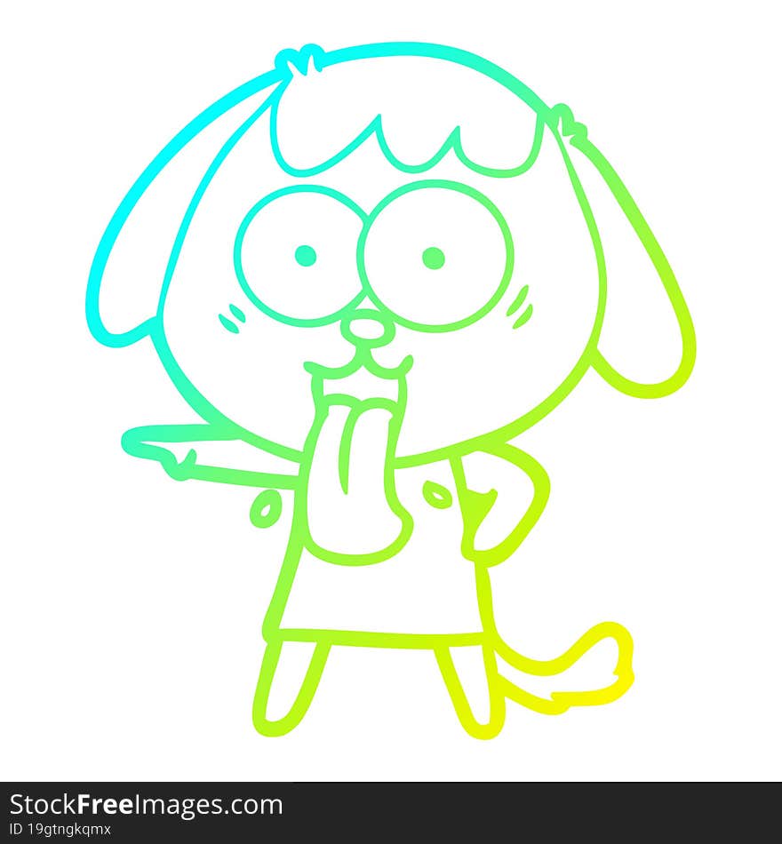 Cold Gradient Line Drawing Cute Cartoon Dog