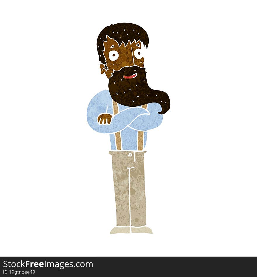 cartoon bearded hipster man