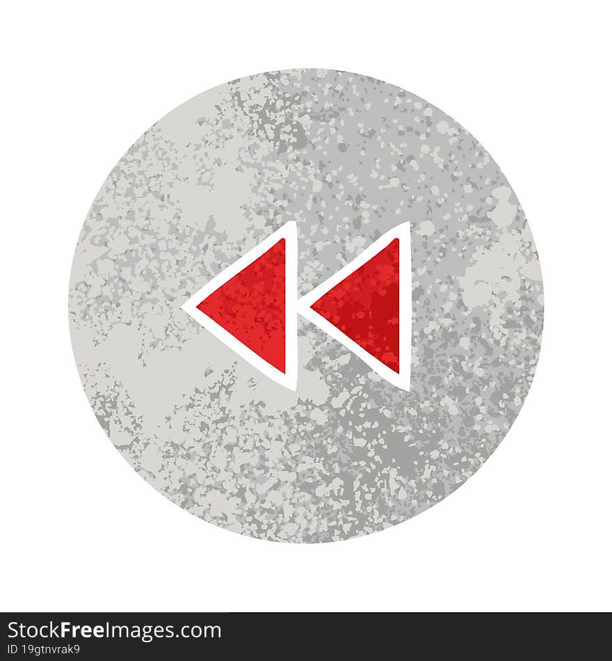 retro illustration style cartoon of a rewind button