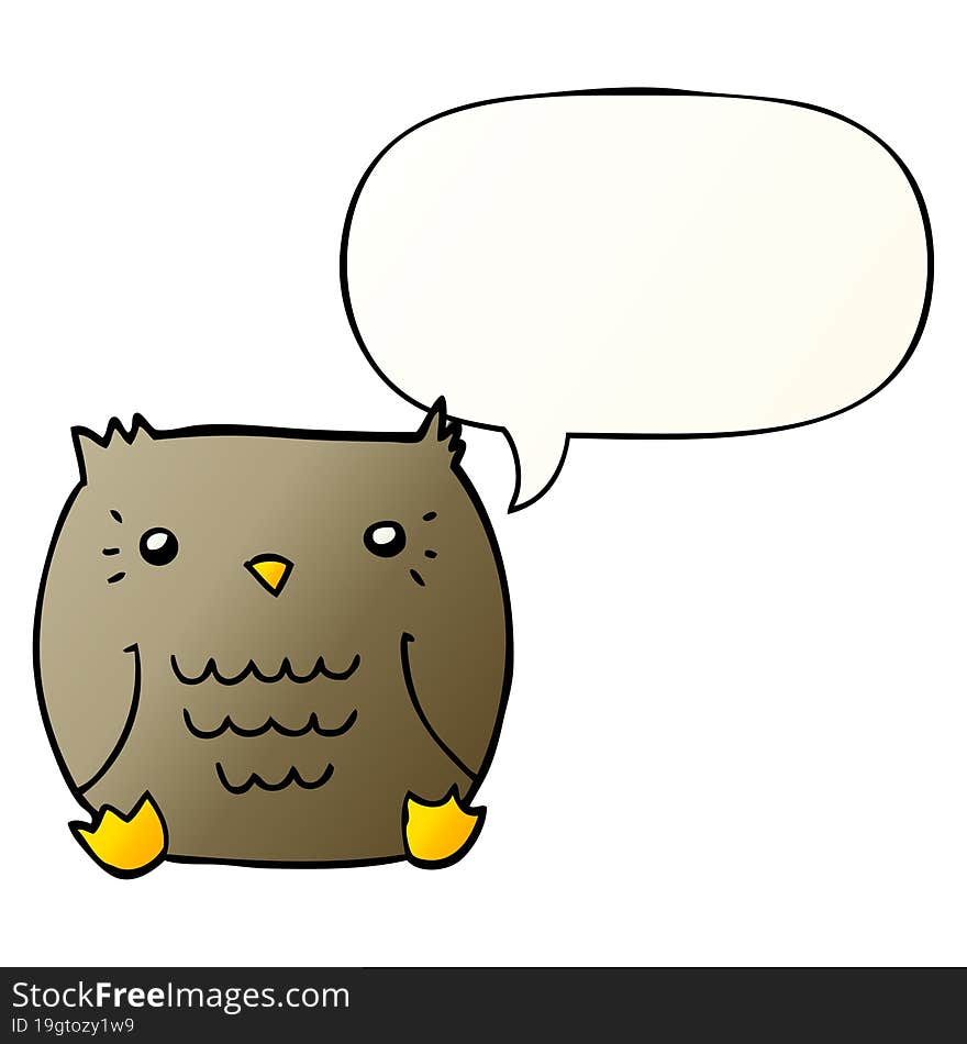 cartoon owl and speech bubble in smooth gradient style