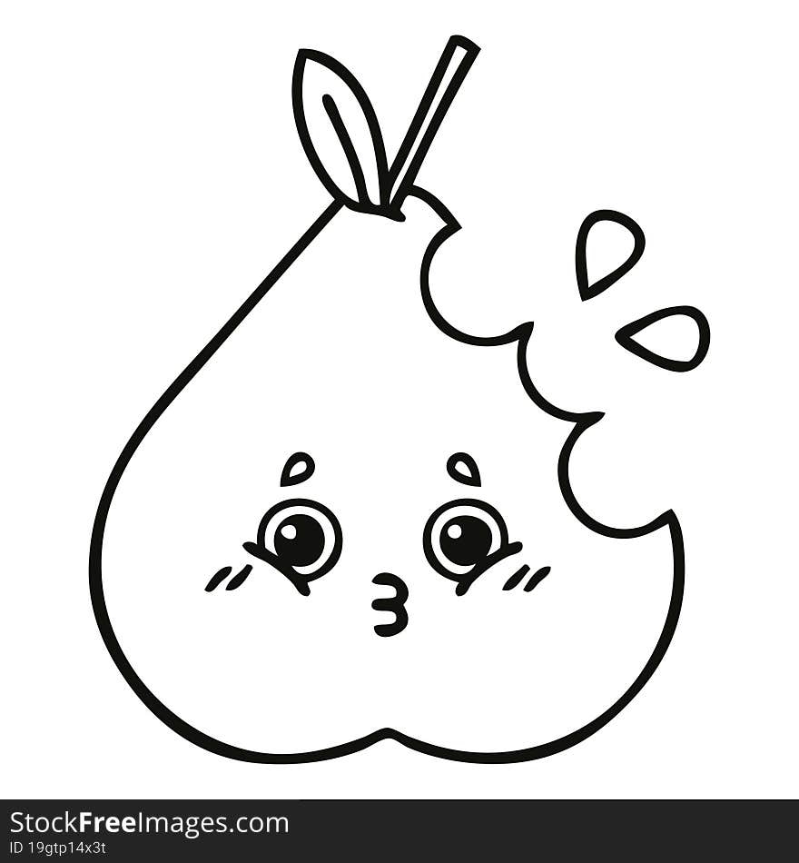 line drawing cartoon pear