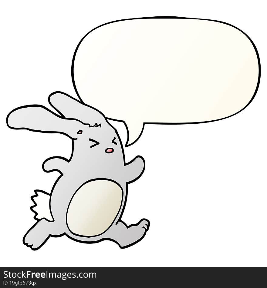 Cartoon Rabbit And Speech Bubble In Smooth Gradient Style