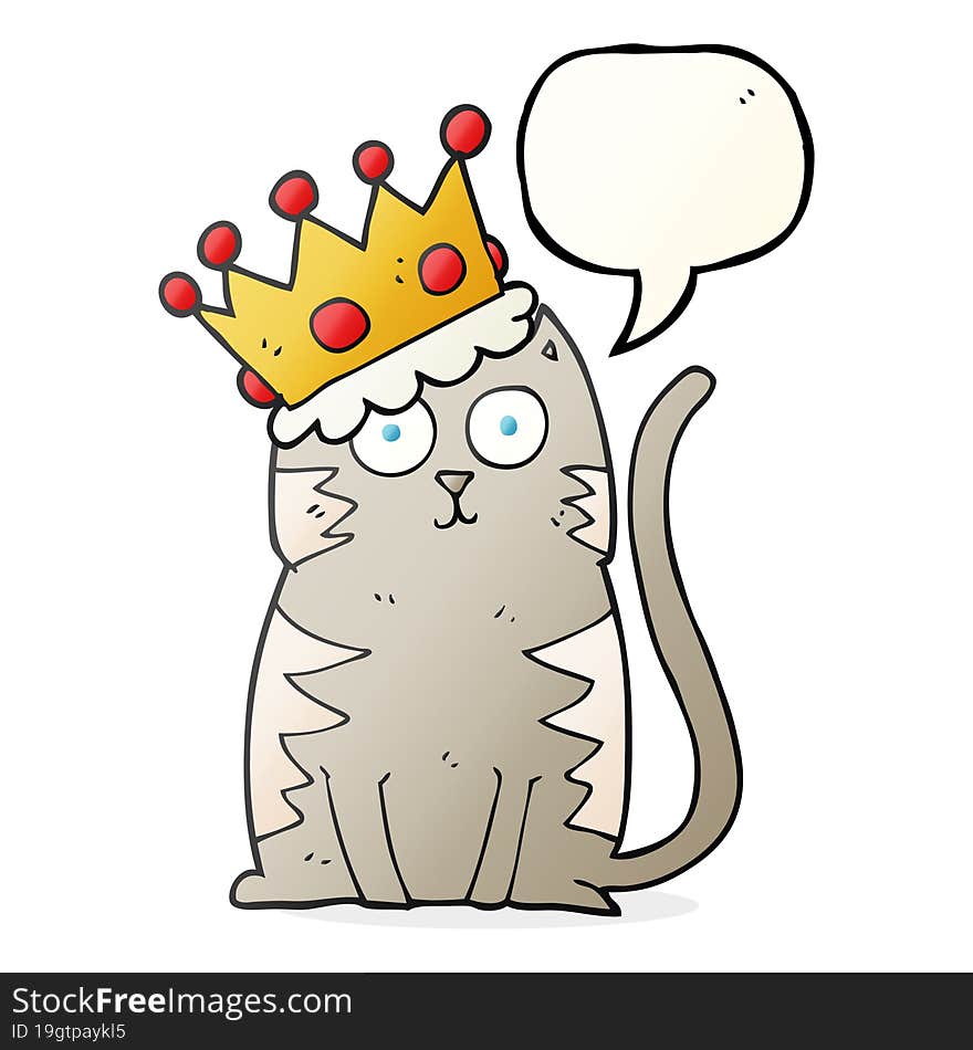 Speech Bubble Cartoon Cat With Crown