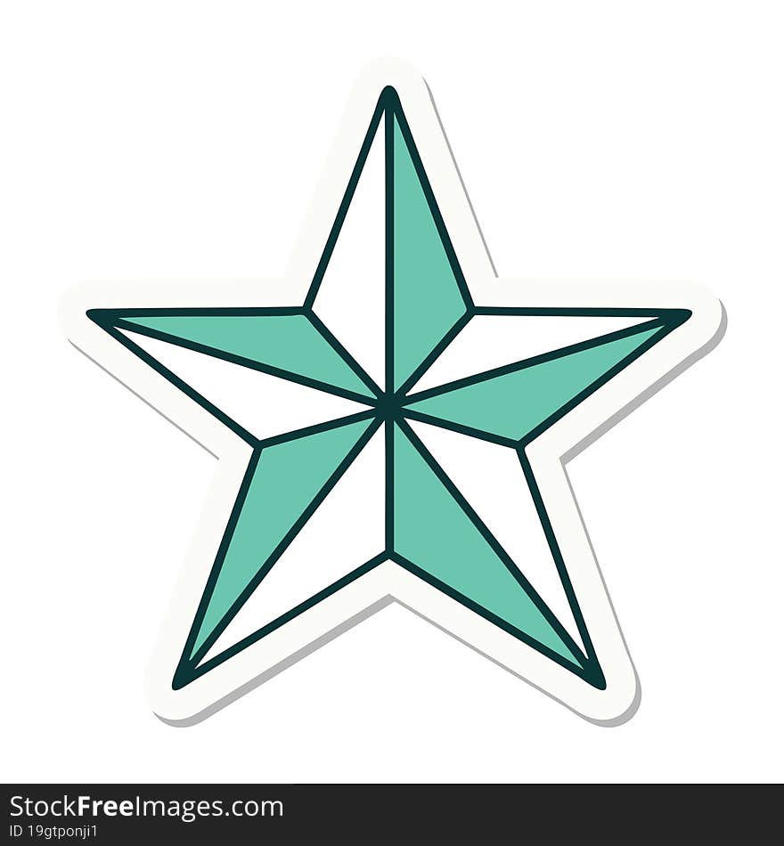 sticker of tattoo in traditional style of a star. sticker of tattoo in traditional style of a star