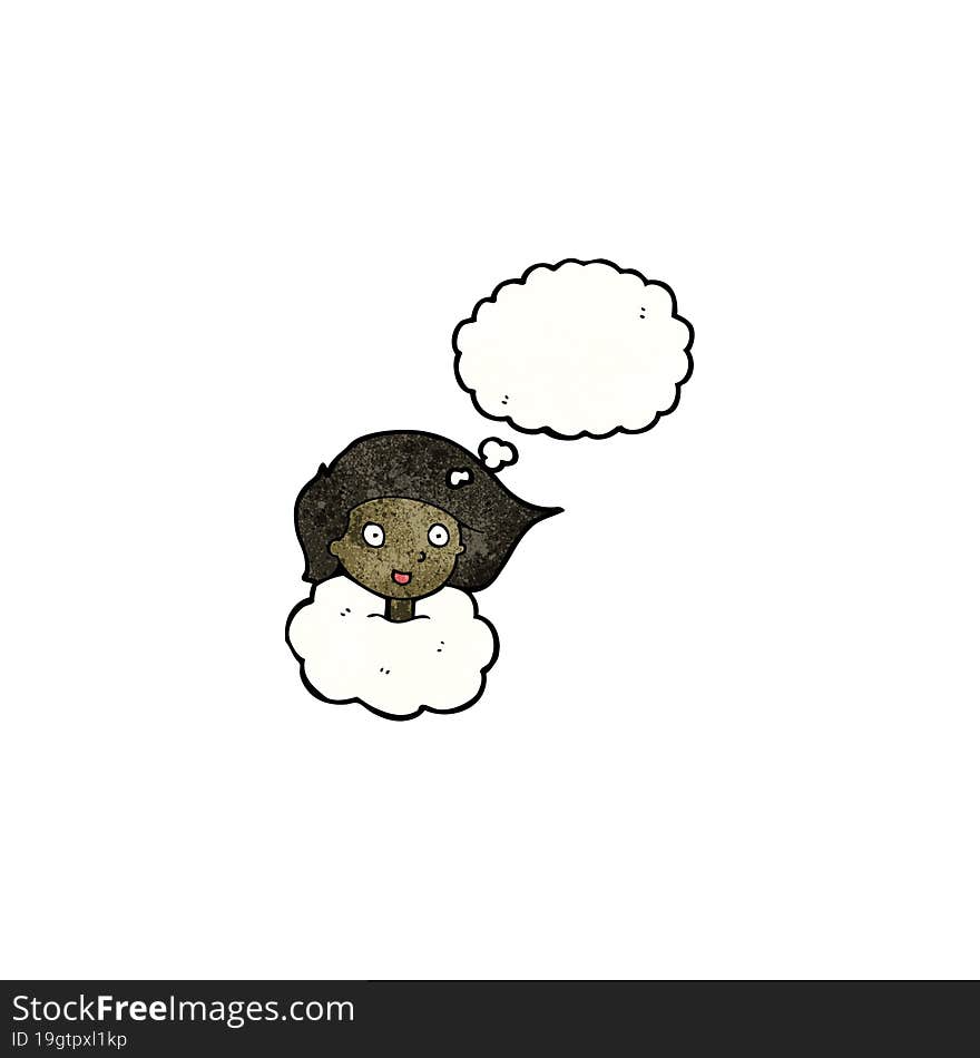 Cartoon Girl With Head In Clouds