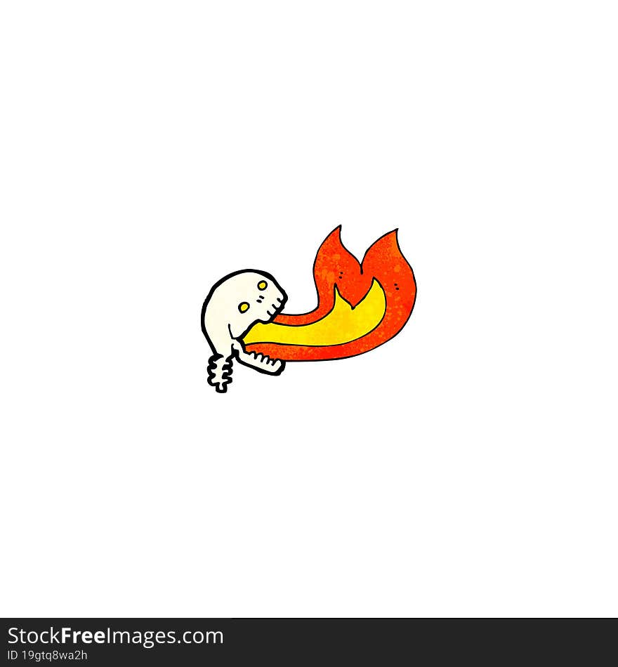 cartoon fire breathing skull