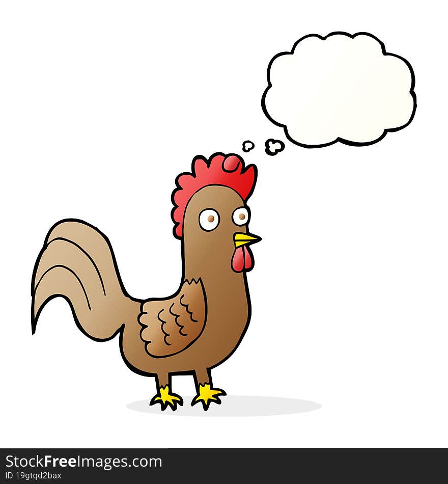 Cartoon Rooster With Thought Bubble