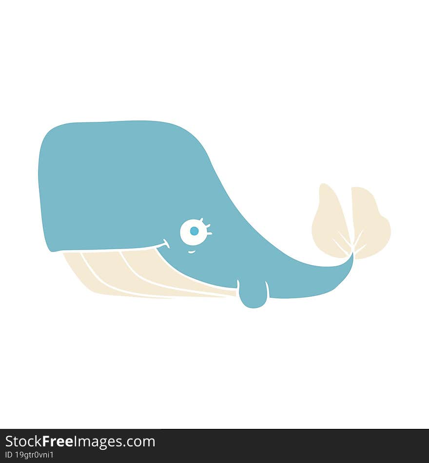 flat color illustration of a cartoon happy whale