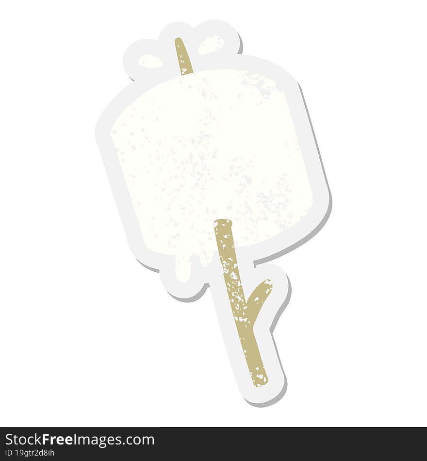 Marshmallow On A Stick Grunge Sticker