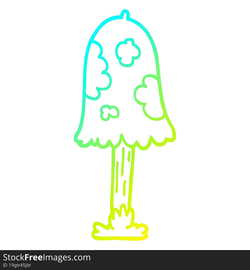 cold gradient line drawing cartoon mushroom