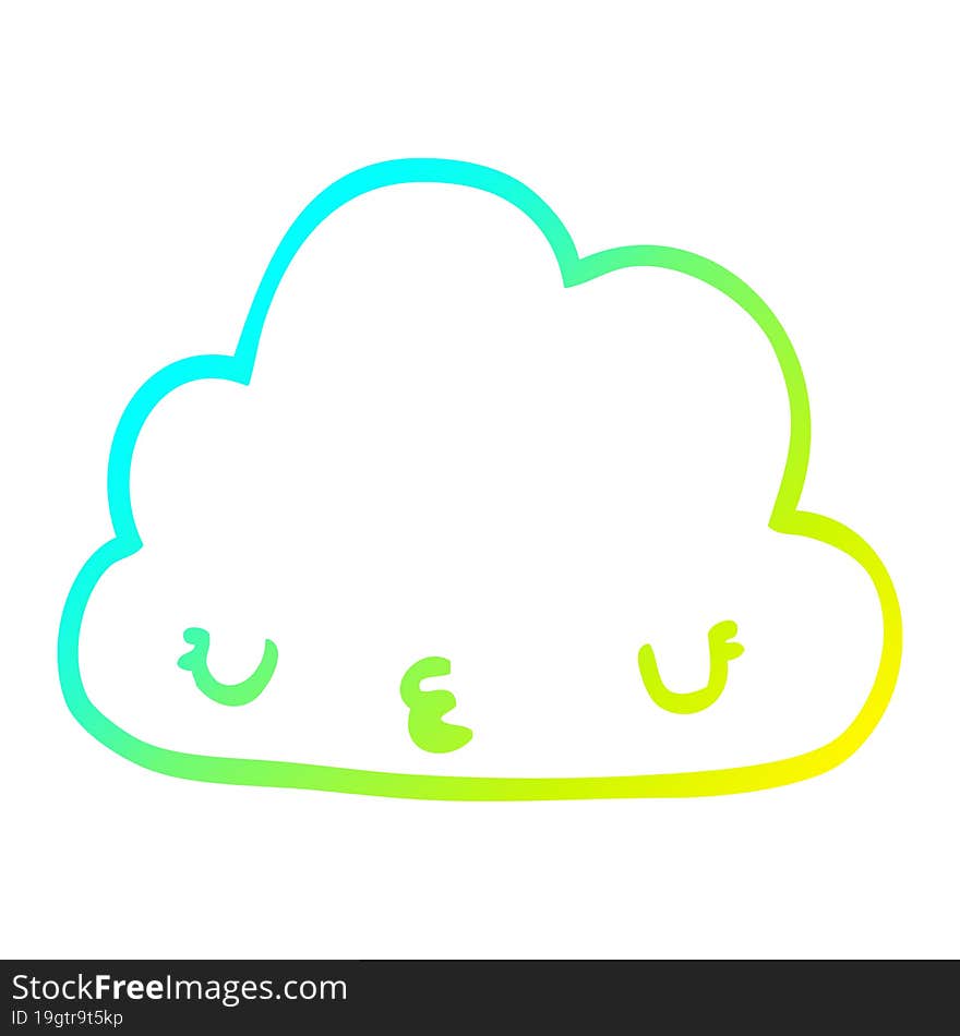 cold gradient line drawing cute cartoon cloud