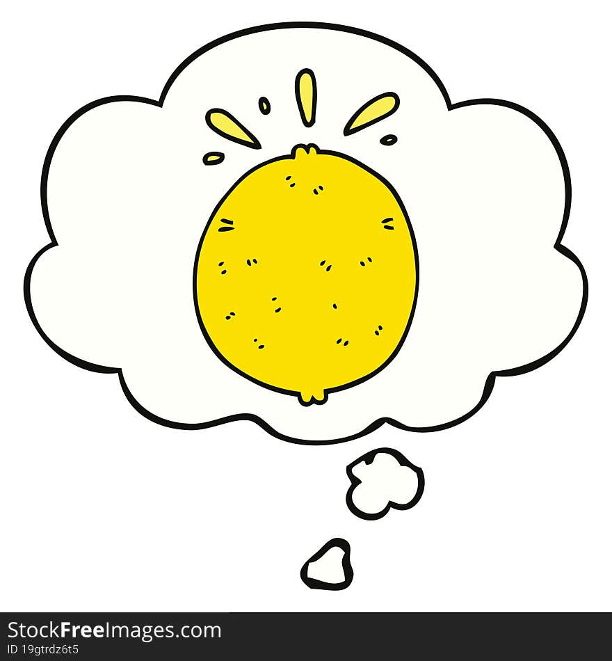 cartoon lemon and thought bubble