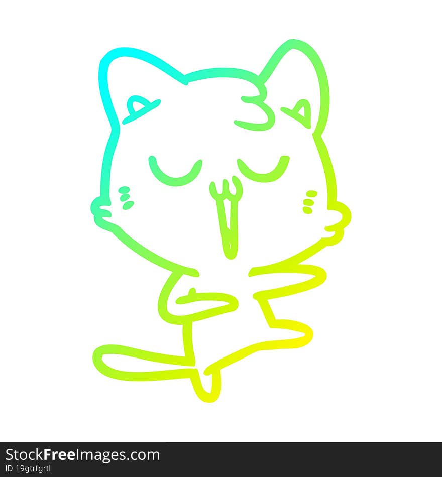 cold gradient line drawing cartoon cat singing