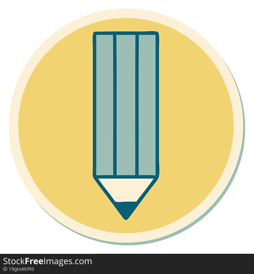 tattoo style sticker of a pencil