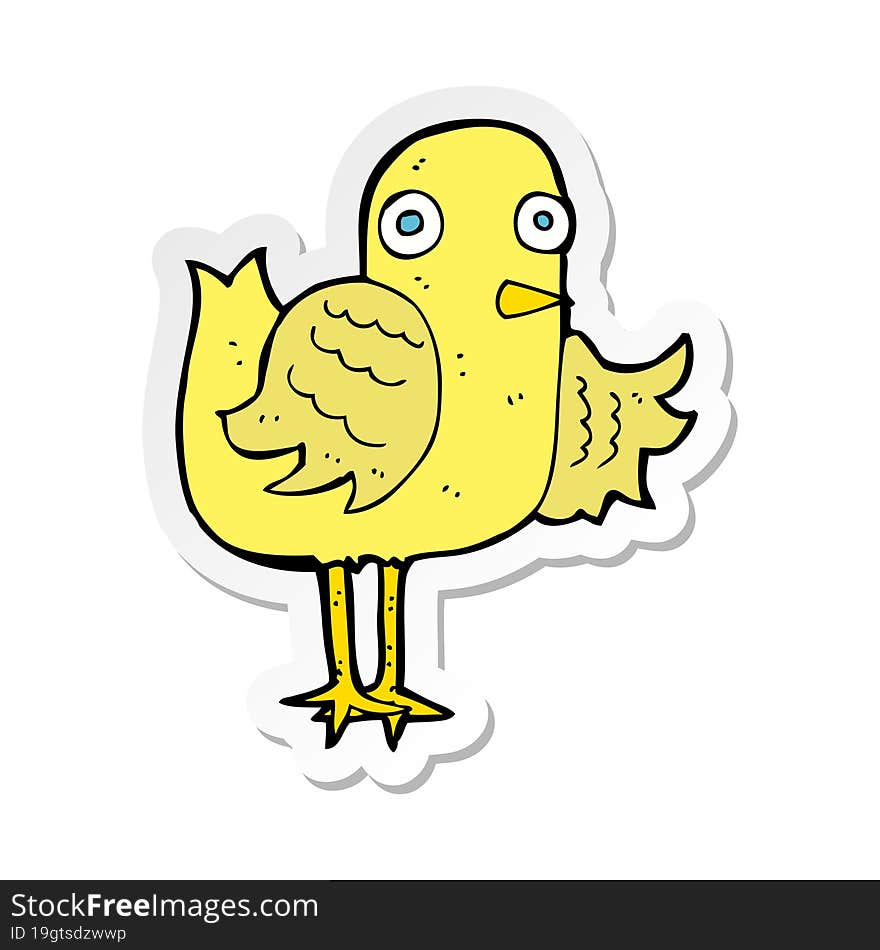 Sticker Of A Cartoon Bird Waving Wing