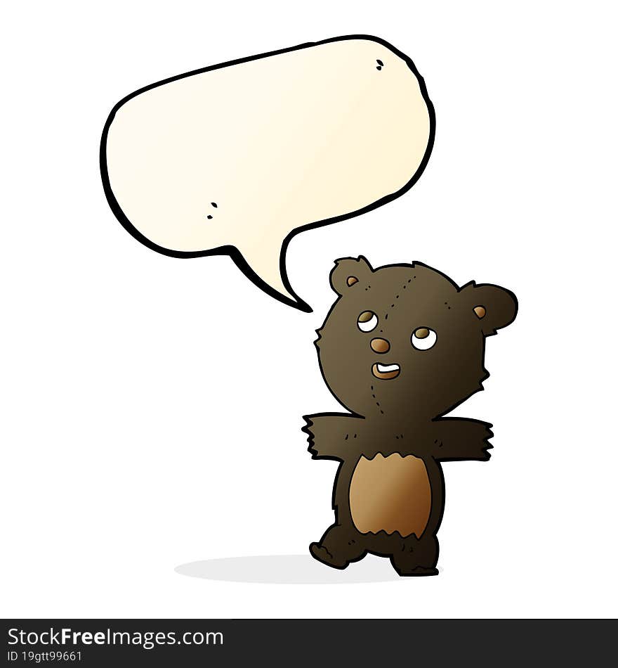 cartoon black bear with speech bubble