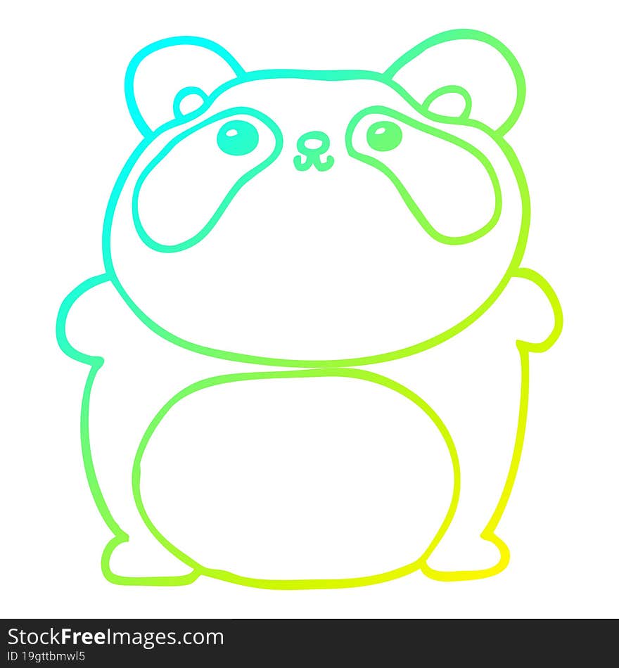 Cold Gradient Line Drawing Cartoon Panda