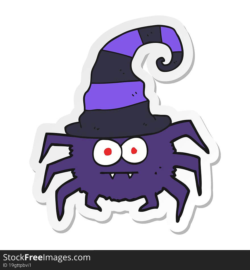 Sticker Of A Cartoon Halloween Spider