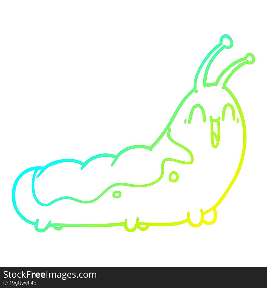 cold gradient line drawing funny cartoon caterpillar