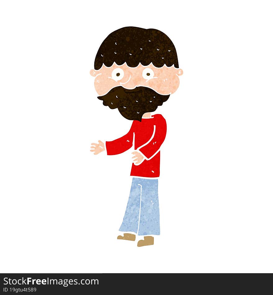 cartoon happy bearded man