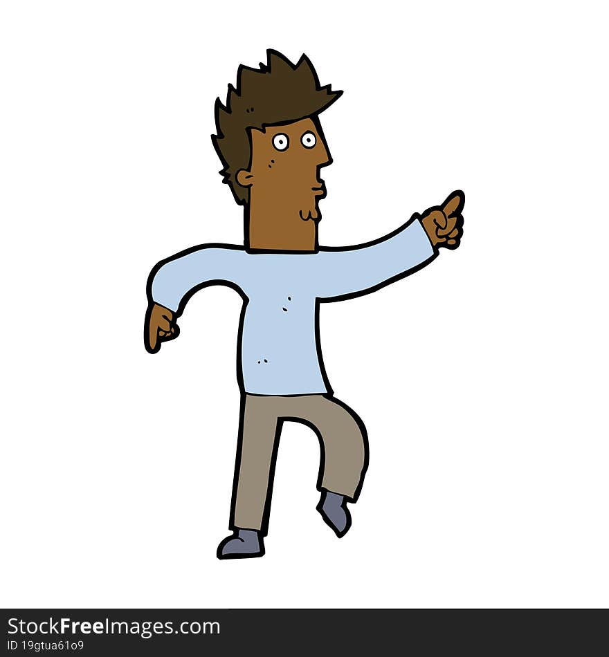 cartoon worried man pointing