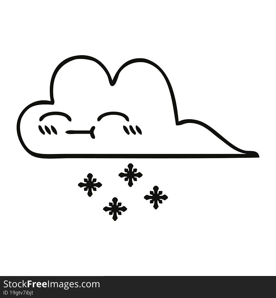 Line Drawing Cartoon Storm Snow Cloud