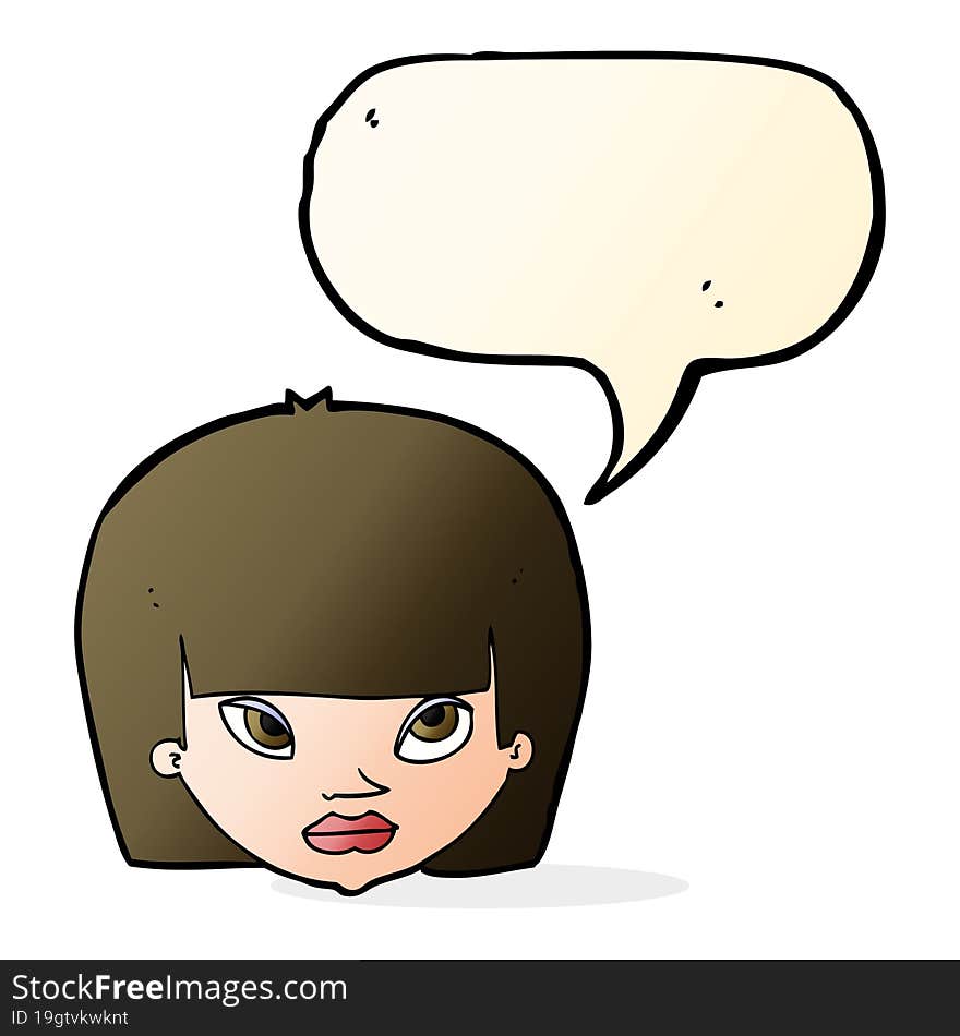 cartoon annoyed woman with speech bubble