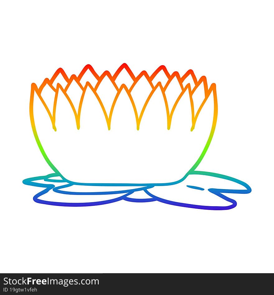 rainbow gradient line drawing cartoon waterlily