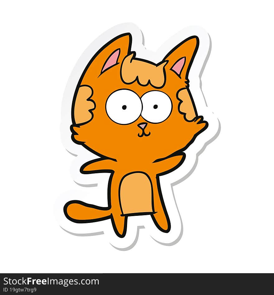 sticker of a happy cartoon cat