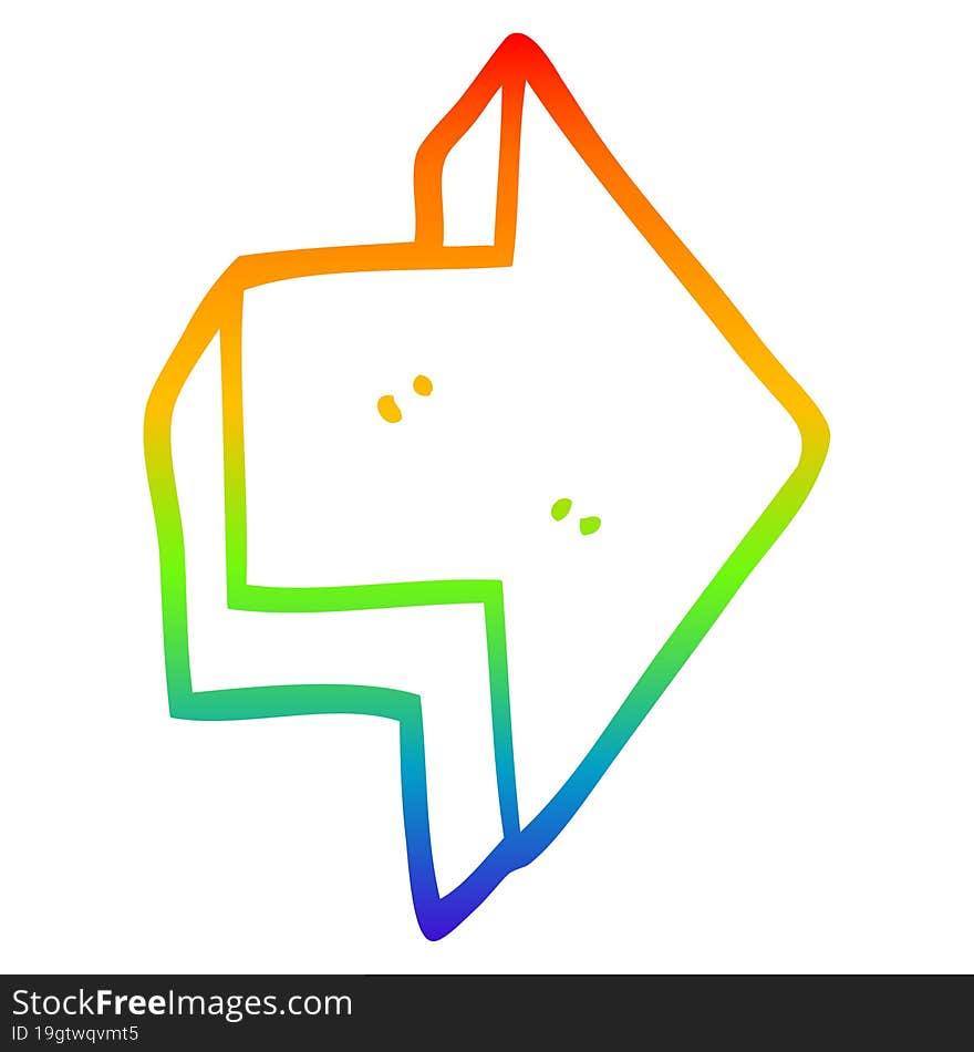 rainbow gradient line drawing cartoon red arrow