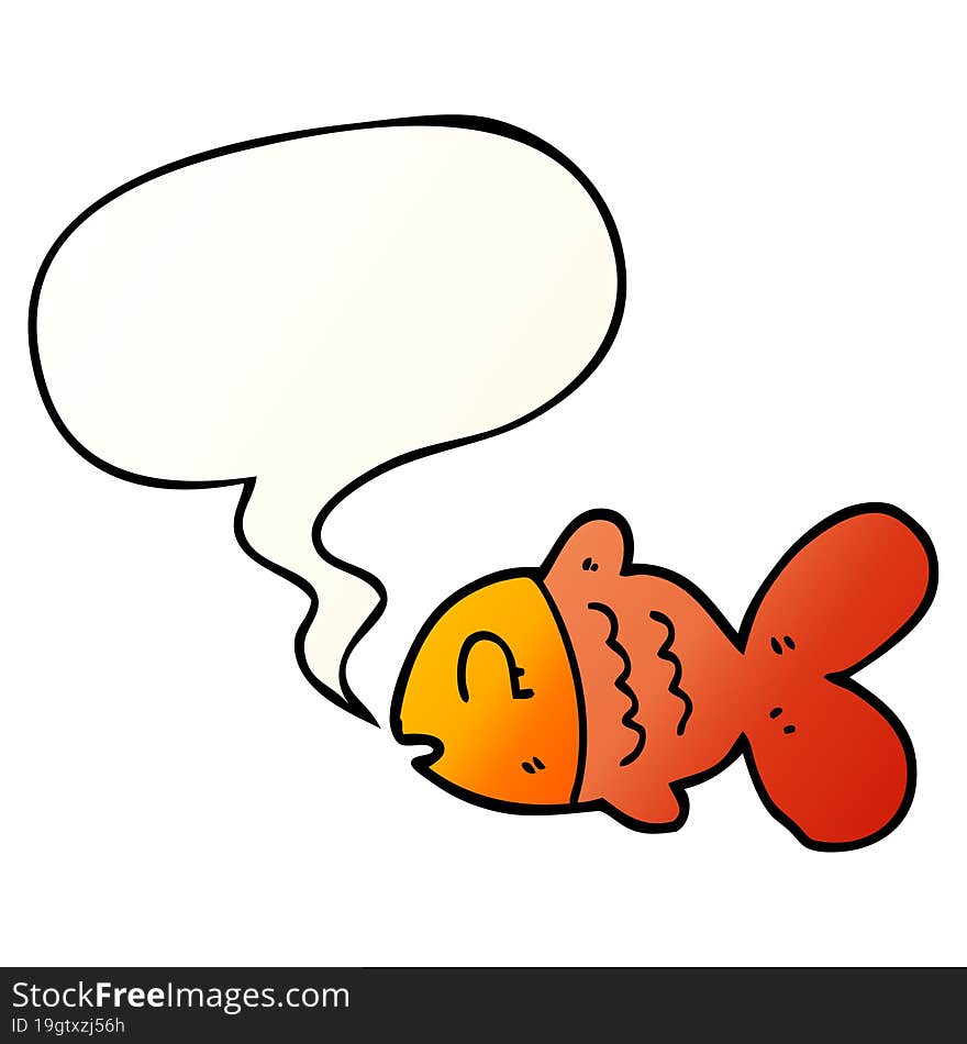 cartoon fish and speech bubble in smooth gradient style