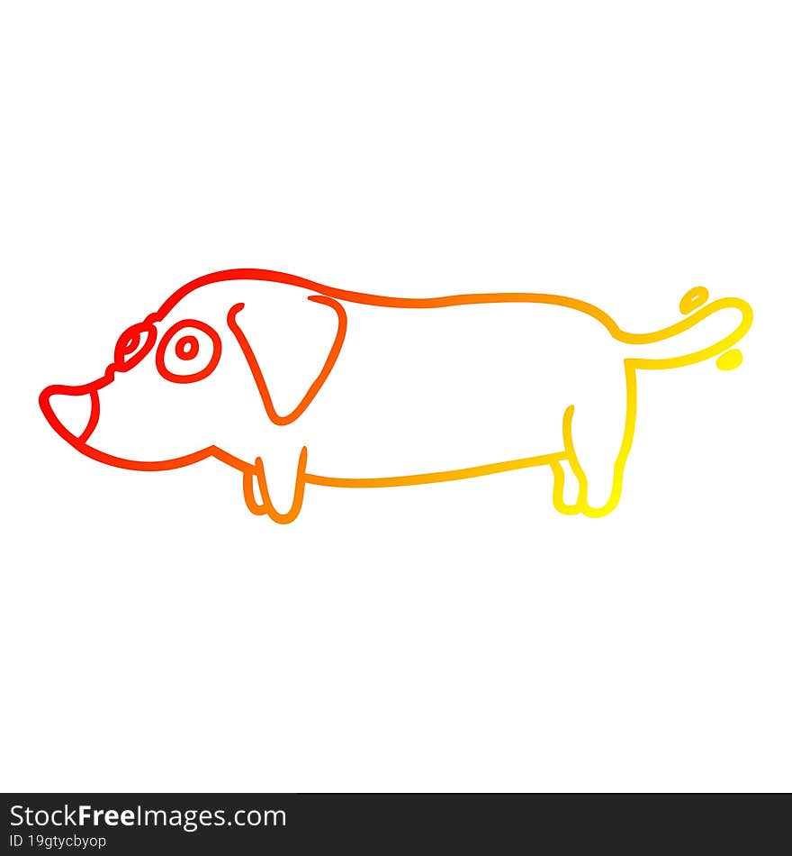 warm gradient line drawing little dog