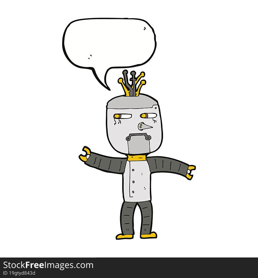 cartoon robot with speech bubble