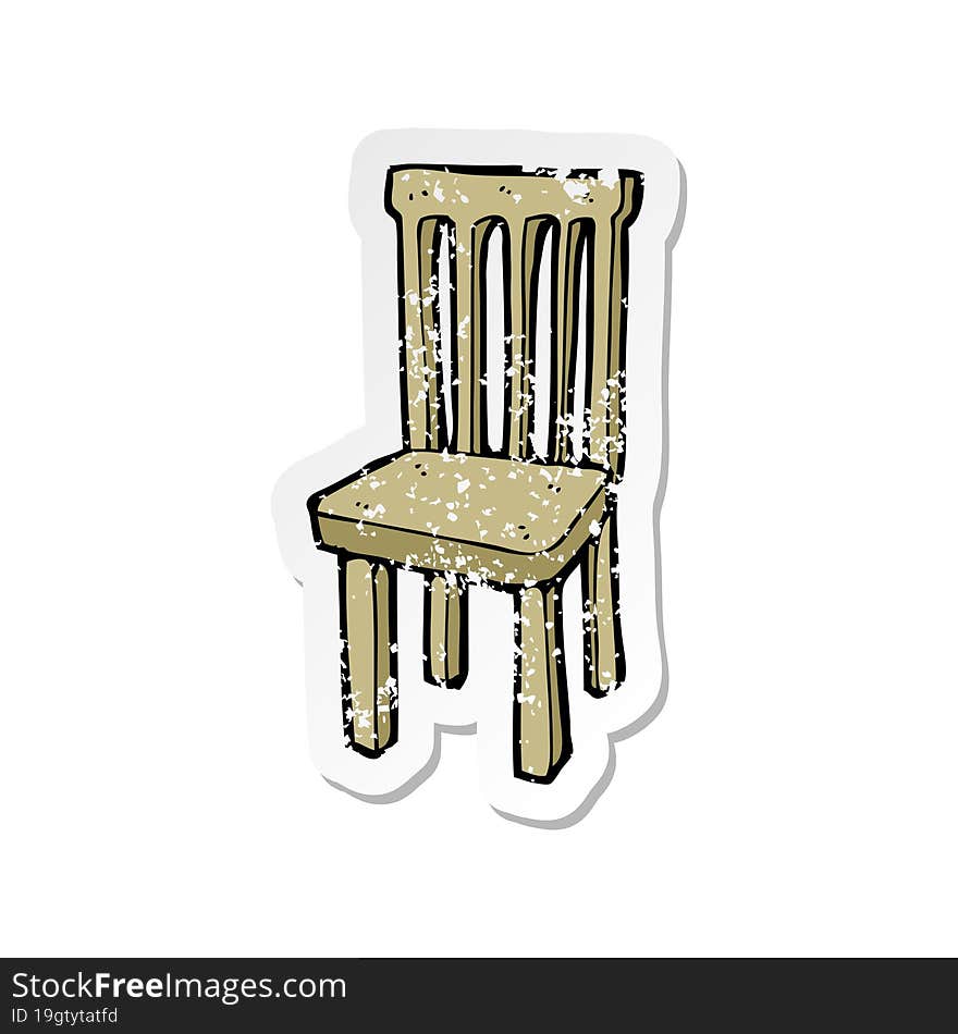 retro distressed sticker of a cartoon wooden chair